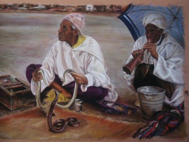 Peinture intitulée "Charmeurs de serpen…" par Christiane Mory, Œuvre d'art originale