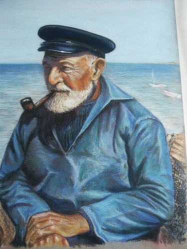 Peinture intitulée "Pêcheur breton" par Christiane Mory, Œuvre d'art originale