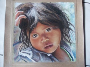 Peinture intitulée "Petite Népalaise" par Christiane Mory, Œuvre d'art originale