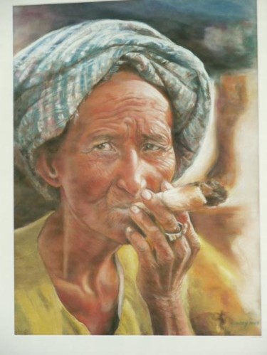 Peinture intitulée "Cubaine" par Christiane Mory, Œuvre d'art originale