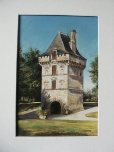 Painting titled "Le château de Matha" by Christiane Mory, Original Artwork, Pastel Mounted on artwork_cat.