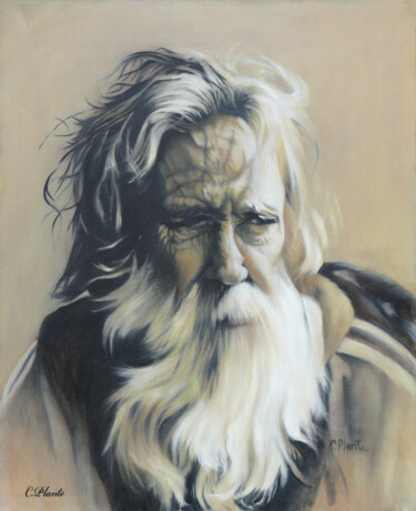 Painting titled "Barbe blanche" by Christiane Plante, Original Artwork, Oil Mounted on artwork_cat.