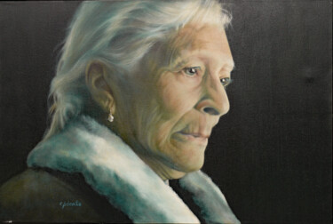 Painting titled "Vieille dame" by Christiane Plante, Original Artwork, Oil