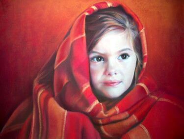 Painting titled "fillette" by Christiane Plante, Original Artwork, Pastel Mounted on artwork_cat.