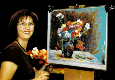 Картина под названием "fleurs d'été" - Christiane Plante, Подлинное произведение искусства, Масло Установлен на Деревянная р…