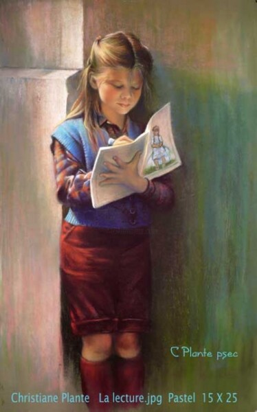 Pintura titulada "La lecture" por Christiane Plante, Obra de arte original, Pastel