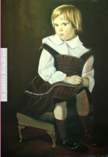 Painting titled "La petite boudeuse" by Christiane Plante, Original Artwork, Pastel