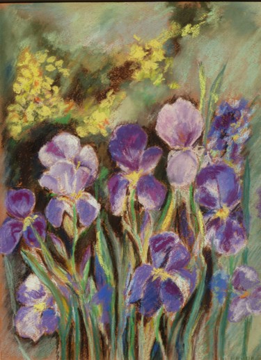 Peinture intitulée "Iris" par Christiane Prudhomme, Œuvre d'art originale, Pastel