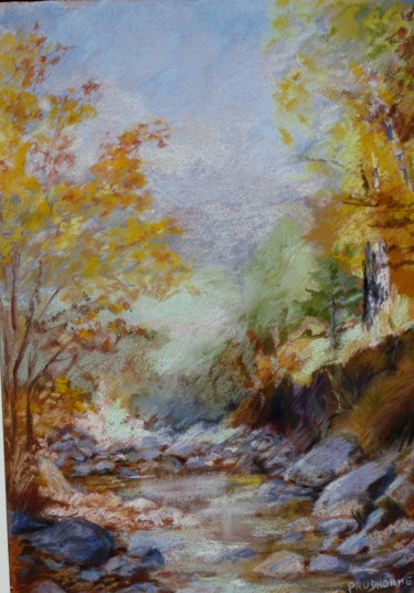 Painting titled "torrent assèché" by Christiane Prudhomme, Original Artwork, Pastel