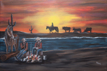 Malerei mit dem Titel "Abendsonne" von Christiane Reich, Original-Kunstwerk