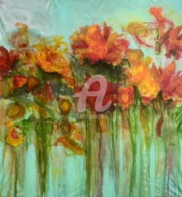Malerei mit dem Titel "Jardin enchanté" von Christiane Roy, Original-Kunstwerk, Acryl
