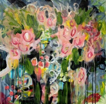 Painting titled "The flowers of love…" by Christiane Roy, Original Artwork, Acrylic