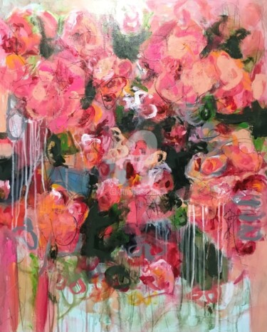 Pittura intitolato "The flowers of love…" da Christiane Roy, Opera d'arte originale, Acrilico