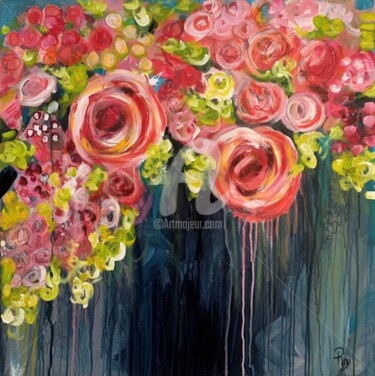 Painting titled "The flowers of love…" by Christiane Roy, Original Artwork, Acrylic