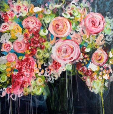 Schilderij getiteld "The flowers of love…" door Christiane Roy, Origineel Kunstwerk, Acryl