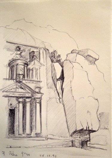 Dessin intitulée "Petra" par Christiane Seguin, Œuvre d'art originale, Stylo à bille