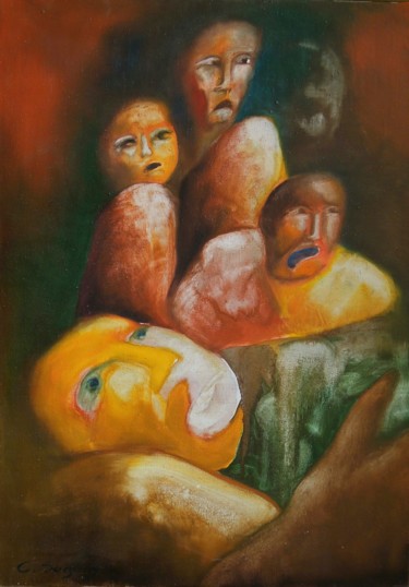 Peinture intitulée "Regards" par Christiane Seguin, Œuvre d'art originale, Huile Monté sur Châssis en bois