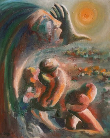 Pittura intitolato "Pas-sage" da Christiane Seguin, Opera d'arte originale, Olio Montato su Telaio per barella in legno