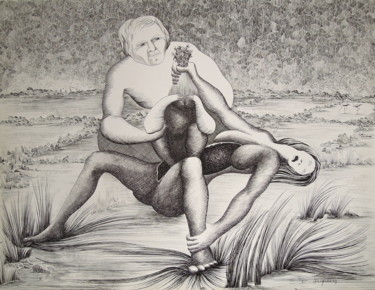 Σχέδιο με τίτλο "Te vola mandar" από Christiane Seguin, Αυθεντικά έργα τέχνης, Μελάνι