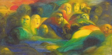 Peinture intitulée "Bulles Primordiales" par Christiane Seguin, Œuvre d'art originale, Huile Monté sur Châssis en bois