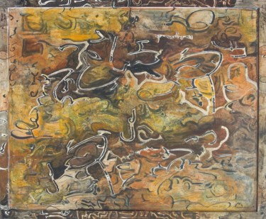 Colagens intitulada "Ce Pas" por Christiane Seguin, Obras de arte originais, Acrílico Montado em Painel de madeira