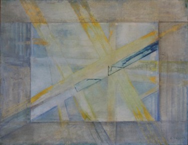Empreinte Diagonale Collages titled "Empreinte Diagonale" by Christiane Seguin, Original Art, Acrylic Mounted on Wood Panel