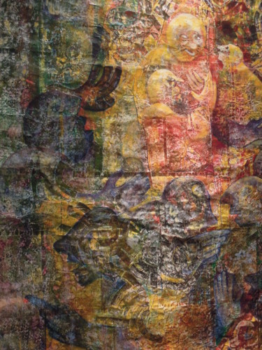 Pittura intitolato "Rouge - Vert" da Christiane Seguin, Opera d'arte originale, Collages Montato su Altro pannello rigido