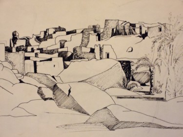 Djanet - 10 Drawing titled "Djanet - 10" by Christiane Seguin, Original Art, Ballpoint pen