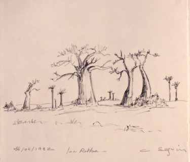 Retba Drawing titled "Retba" by Christiane Seguin, Original Art, Ballpoint pen