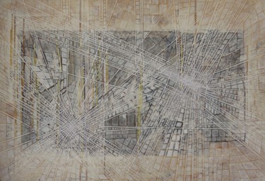 A Déduire Collages titled "A Déduire" by Christiane Seguin, Original Art, Acrylic Mounted on Wood Panel
