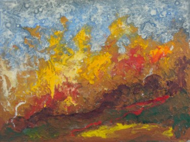 Painting titled "Eruption Vitale" by Christiane Seguin, Original Artwork, Acrylic Mounted on Wood Stretcher frame