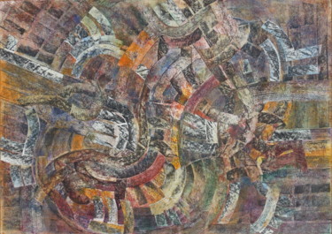 Collages intitulée "Coubre 1" par Christiane Seguin, Œuvre d'art originale, Acrylique