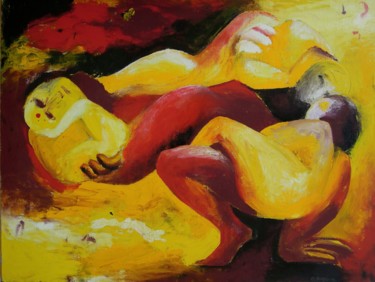 제목이 "Danses"인 미술작품 Christiane Seguin로, 원작, 기름 나무 들것 프레임에 장착됨