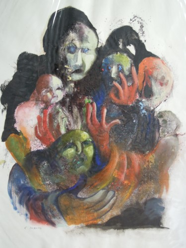 Картина под названием "Mains" - Christiane Seguin, Подлинное произведение искусства, Акрил