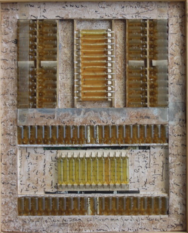 SampoS - bouteille à la mer Collages intitulée "SampoS - bouteille…" par Christiane Seguin, Œuvre d'art originale, Collages Monté sur Panneau de bois