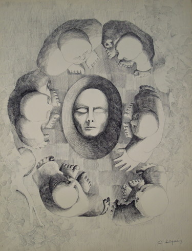 Drawing titled "Trou 2" by Christiane Seguin, Original Artwork, Ink