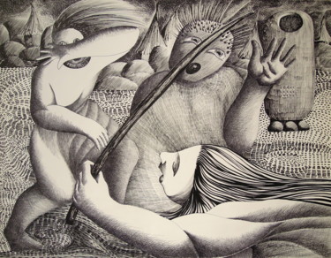 Dibujo titulada "Mora" por Christiane Seguin, Obra de arte original, Tinta