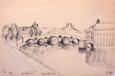 Dessin intitulée "Toulouse" par Christiane Seguin, Œuvre d'art originale, Stylo à bille