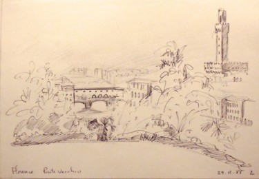 Ponte Drawing titled "Ponte" by Christiane Seguin, Original Art, Ballpoint pen