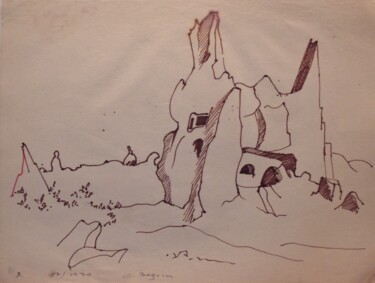 Dessin intitulée "Cappadoce" par Christiane Seguin, Œuvre d'art originale, Encre