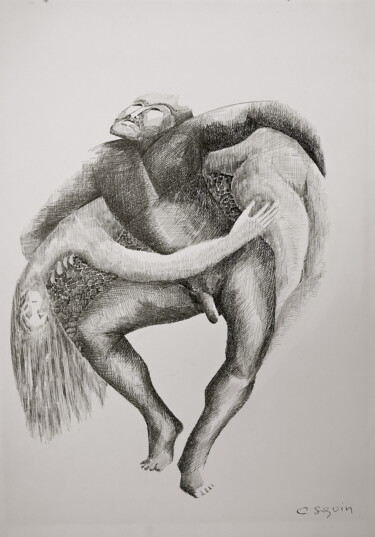 Tekening getiteld "Anneau Femme" door Christiane Seguin, Origineel Kunstwerk, Inkt