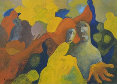 Peinture intitulée "Déracinés - 2" par Christiane Seguin, Œuvre d'art originale, Huile Monté sur Châssis en bois