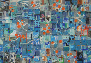 Collages titled "Segmol - 7" by Christiane Seguin, Original Artwork, Collages Mounted on Wood Panel
