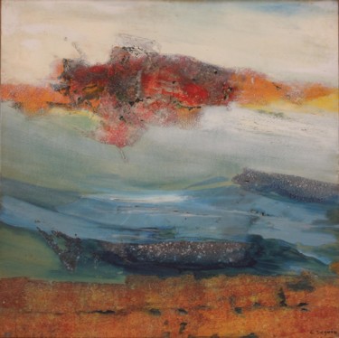 Collages intitolato "rivage-lointain." da Christiane Seguin, Opera d'arte originale, Acrilico