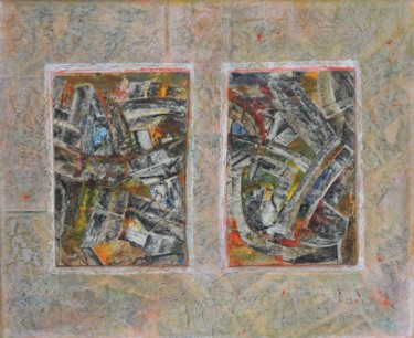 Collages intitulée "Plus Deux." par Christiane Seguin, Œuvre d'art originale, Collages Monté sur Panneau de bois