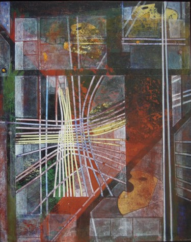 Collages titled "Crédits" by Christiane Seguin, Original Artwork, Collages Mounted on Wood Panel