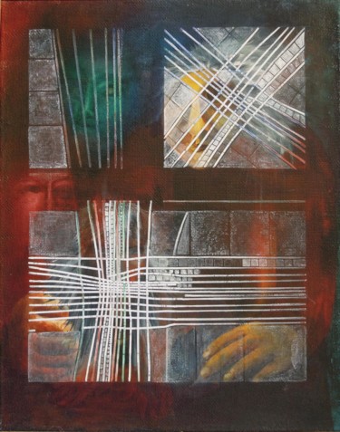 Collages titled "Amas de Mémoires" by Christiane Seguin, Original Artwork, Collages Mounted on Wood Stretcher frame