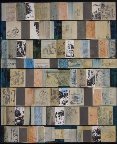 Collages getiteld "Cigala off-shore" door Christiane Seguin, Origineel Kunstwerk, Collages Gemonteerd op Houten paneel