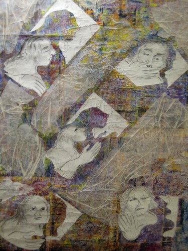 Collages intitolato "Décalé" da Christiane Seguin, Opera d'arte originale, Acrilico