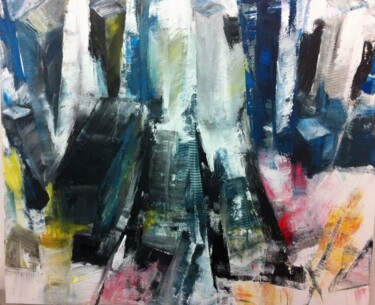 Painting titled "Newyork- vu du ciel" by Christiane Sottile, Original Artwork, Pigments